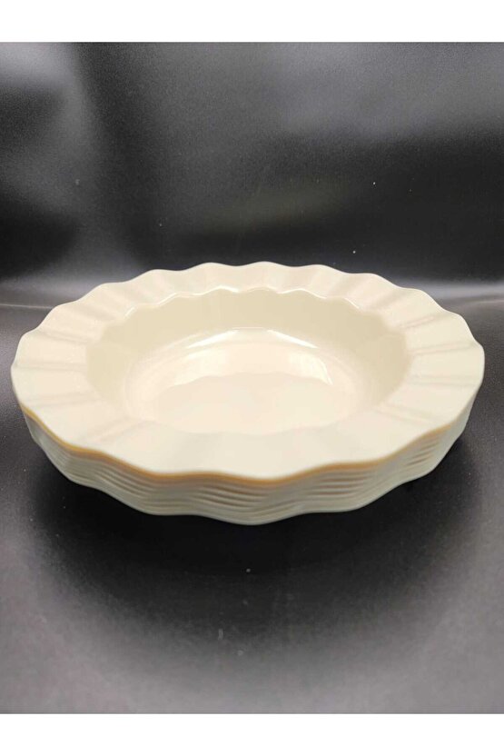 Mika Lüks Plastik Kase 22 cm Krem 10 Adet