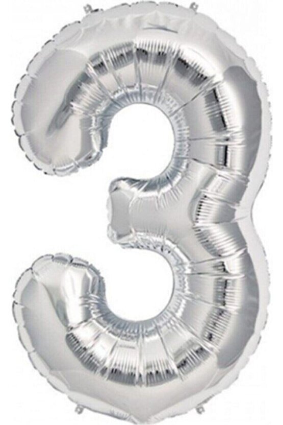 Fırsat Ayı Balon 3 Rakamı Gümüş 100 Cm Folyo Balon