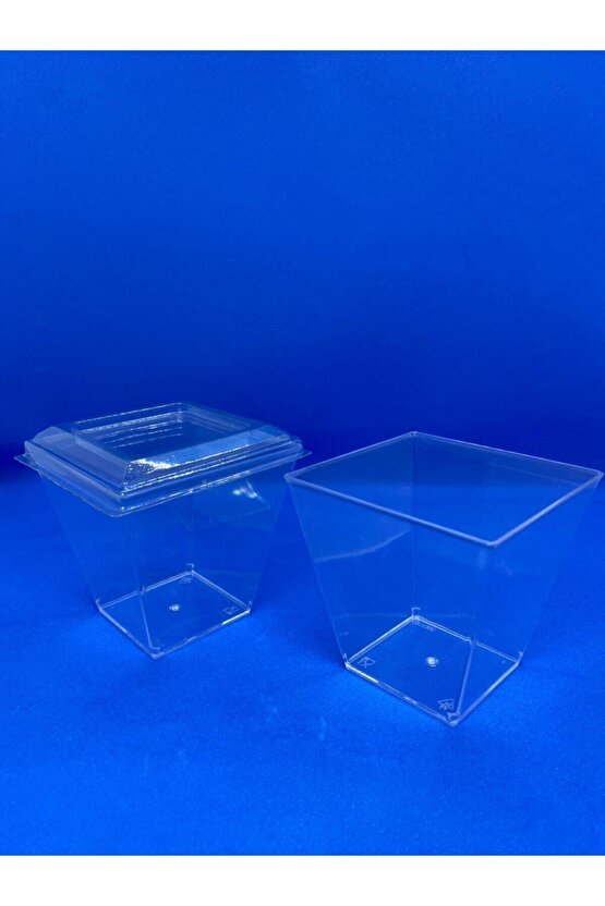 Kristal Plastik 200 Cc Kübik Kase Kapaklı (30 ADET)