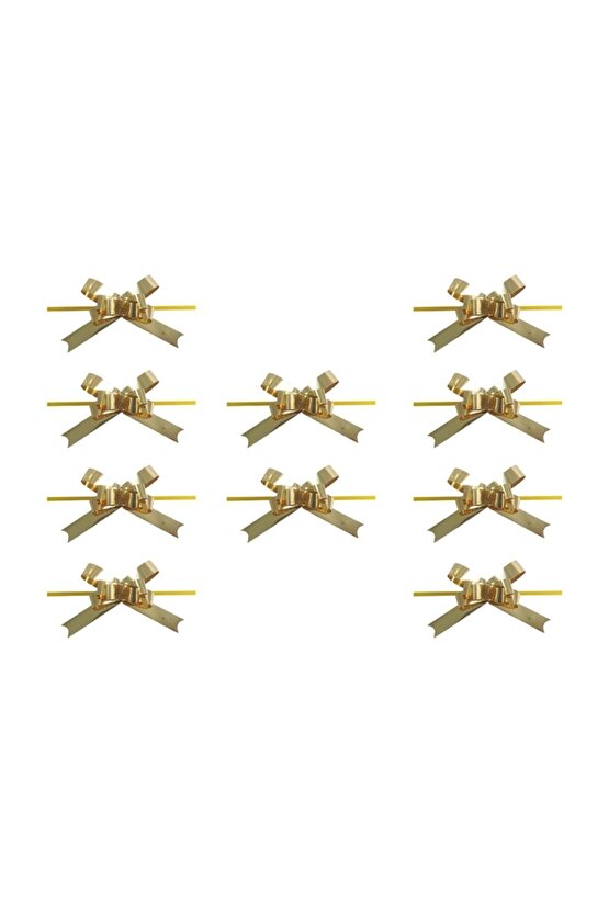 Metalik Gold Çekme Fiyonk Süs 10 Adet