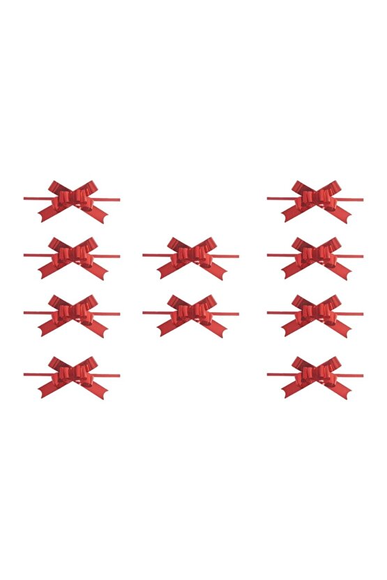 Metalik Kırmızı Çekme Fiyonk Süs 10 Adet