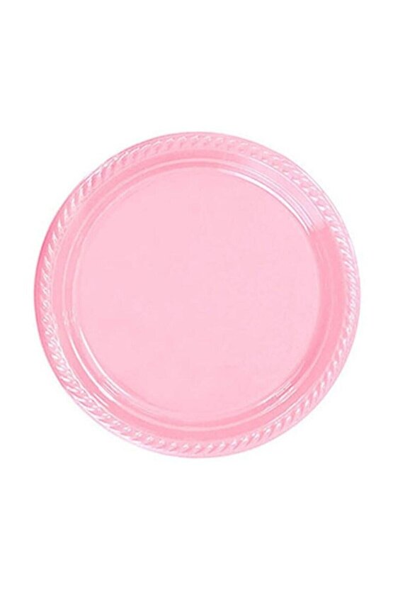 Pembe Renk Plastik 25li Parti Tabağı Doğum Günü Tabağı