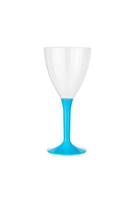 10 Adet Plastik Şarap Kadehi Bardak Mavi Renk