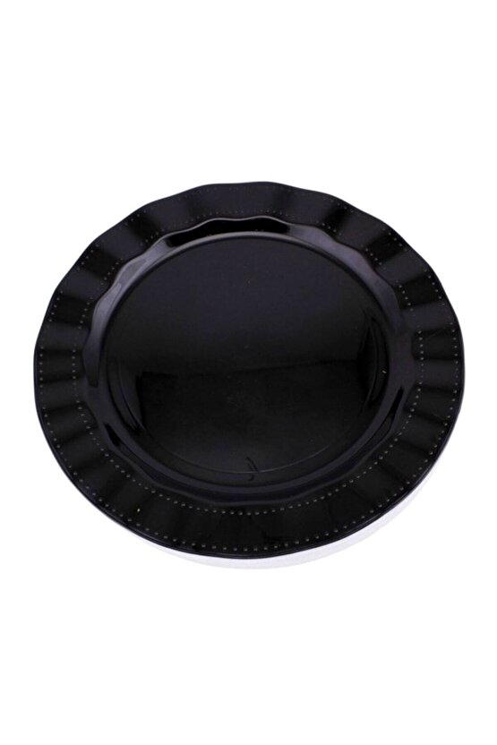 Plastik Tabak Sert Lüks 26cm (6 Adet) Renk Siyah