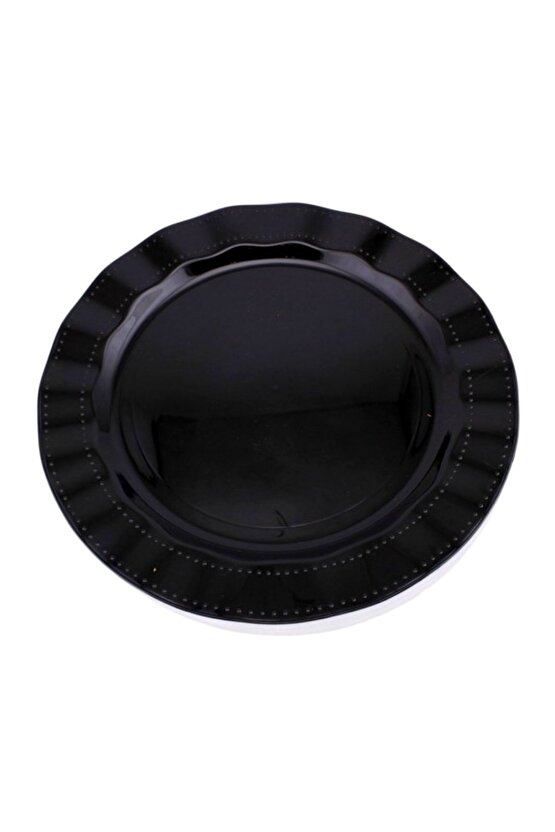 Plastik Tabak Sert Lüks 26cm (6 Adet) Renk Siyah