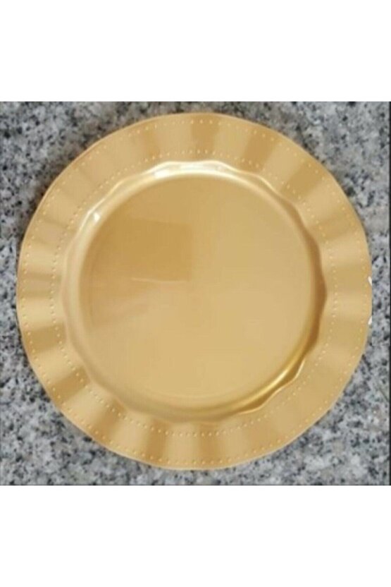 Gold Renkli Mika Tabak 26 cm 6lı