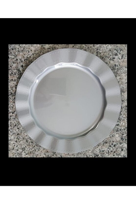 Plastik Tabak Sert Lüks 26cm (6 Adet) Renk Gümüş