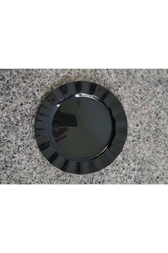 Plastik Tabak Lüks 26cm - 6 Adet - Pembe -sert Mika Renkli Parlak Kristal