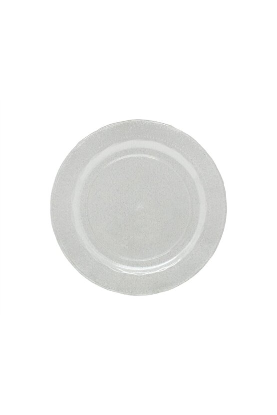 Simli Gümüş Mika Lüks Plastik Tabak 26cm 10 Adet