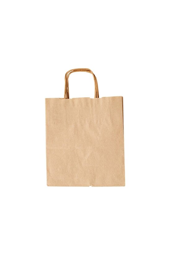 Burgu Saplı Kraft Çanta Kraft Poşet 25 Adet 25 Cm X 12 Cm X 31 Cm
