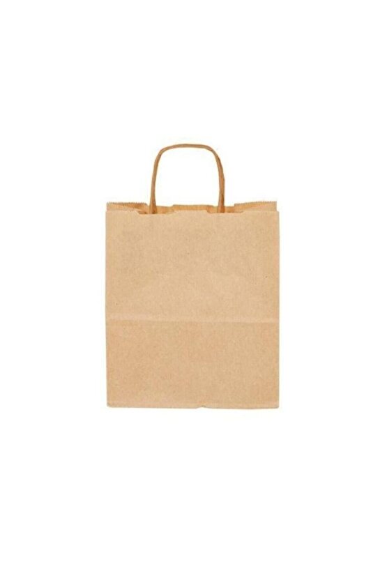 Burgu Saplı Kraft Çanta - Kraft Poşet 1000 Adet, 32 Cm X 12 Cm X 41 Cm