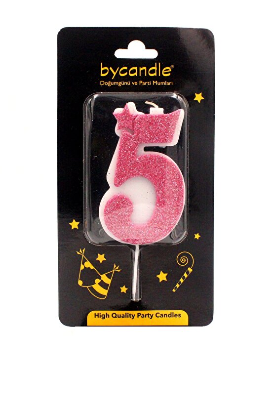 Simli Pembe Rakam Mum-5