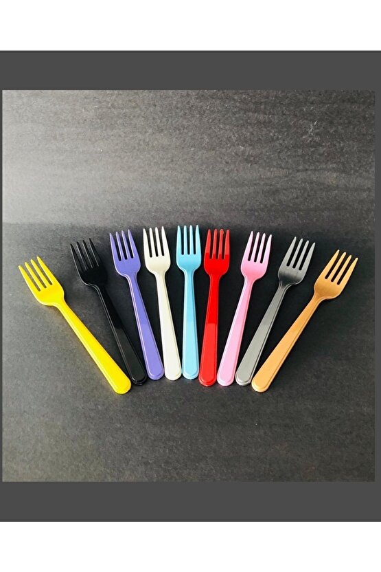 Plastik Çatal 25 Adet Renkli Luks Sert Model