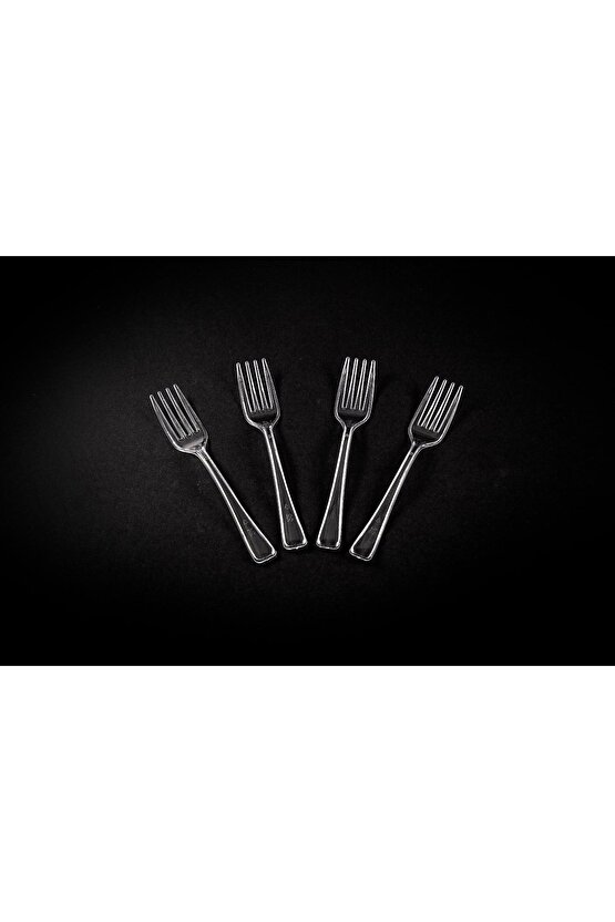 Plastik Çatal Lüks Şeffaf 100 Adet - Sert Kaliteli Mika