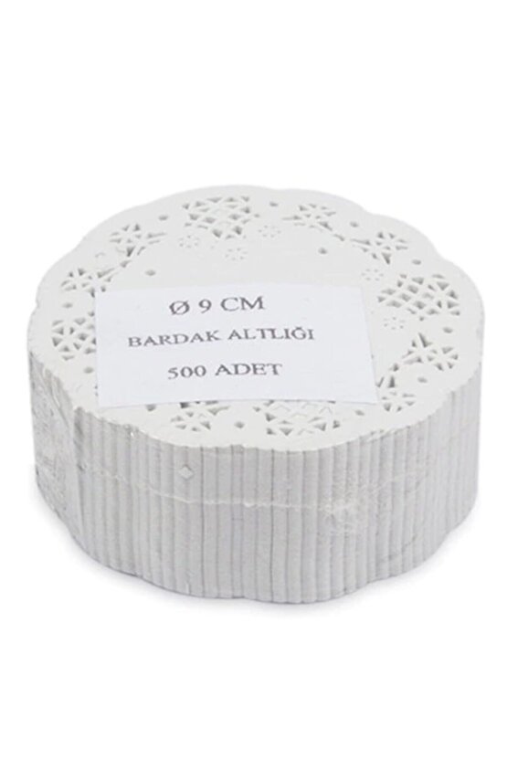 Dantel Işlemeli Kağıt Çay Bardak Tabak Altlığı - Beyaz - 9 Cm. - 500 Adetlik 10 Paket