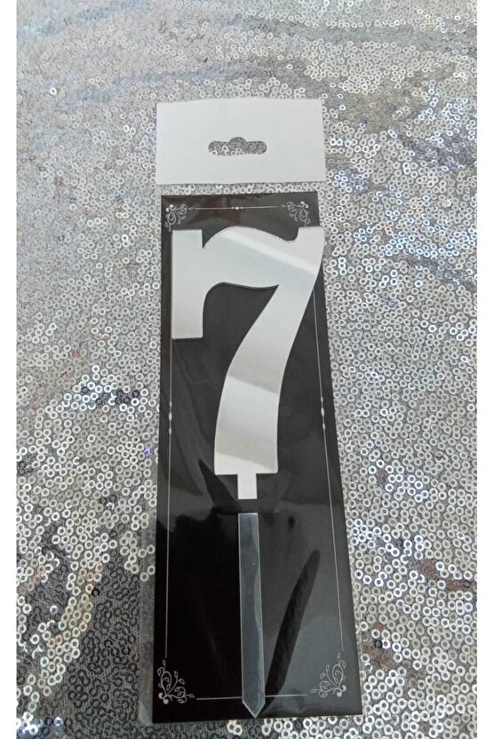 7 Rakam Gümüş Pleksi Pasta Süsü 8 Cm