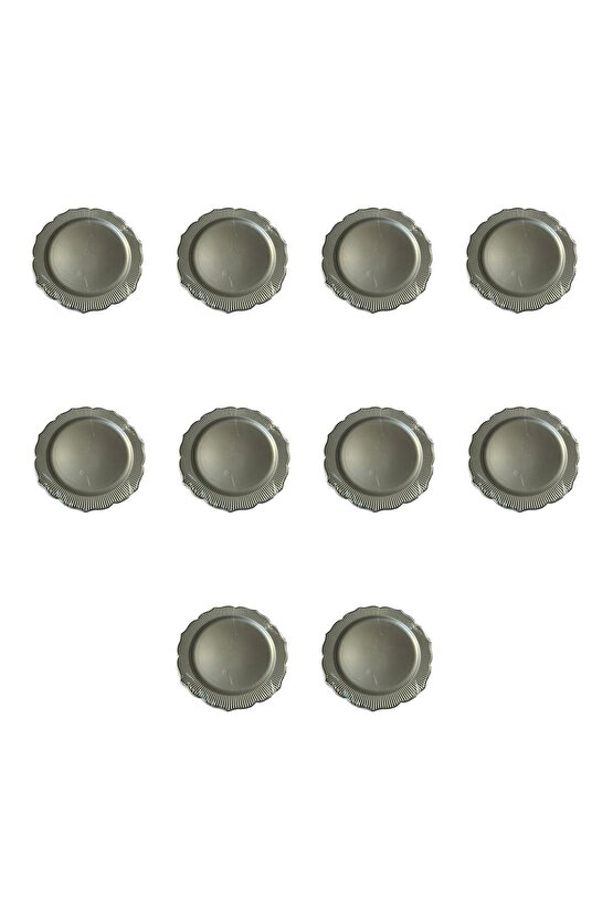 Davet Doğum Günü Parti Sert Plastik Yuvarlak Mika Tabak - 18 Cm. - Gri - 6lı 10 Paket