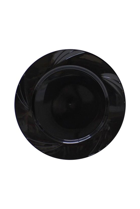 Kullan At Parti Davet Sunum Servis Plastik Sert Mika Tabak - 26 Cm. - Siyah - 6 Adetlik 5 Paket