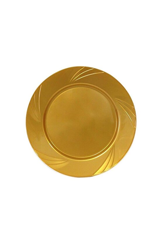 Kullan At Parti Davet Sunum Servis Plastik Sert Mika Tabak - 26 Cm. - Altın - 6 Adetlik 3 Paket