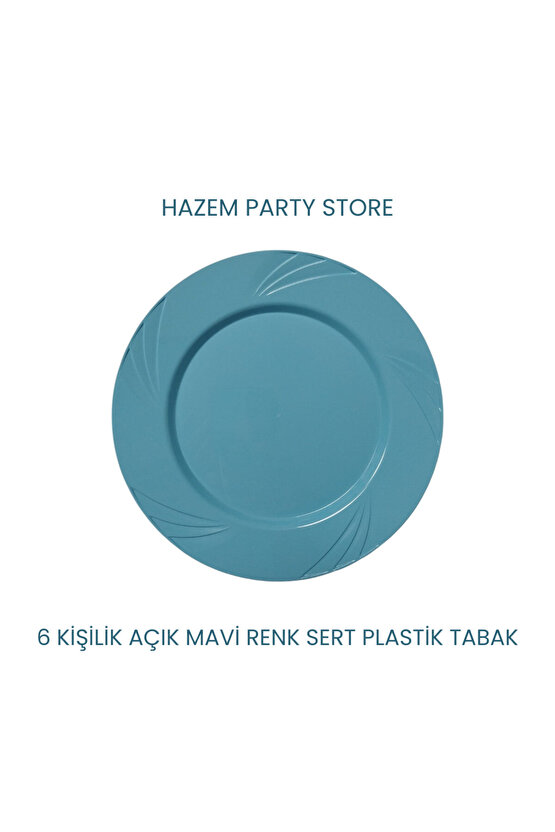 Plastik Sert Mika Tabak Açık Mavi Renk 6 Adet