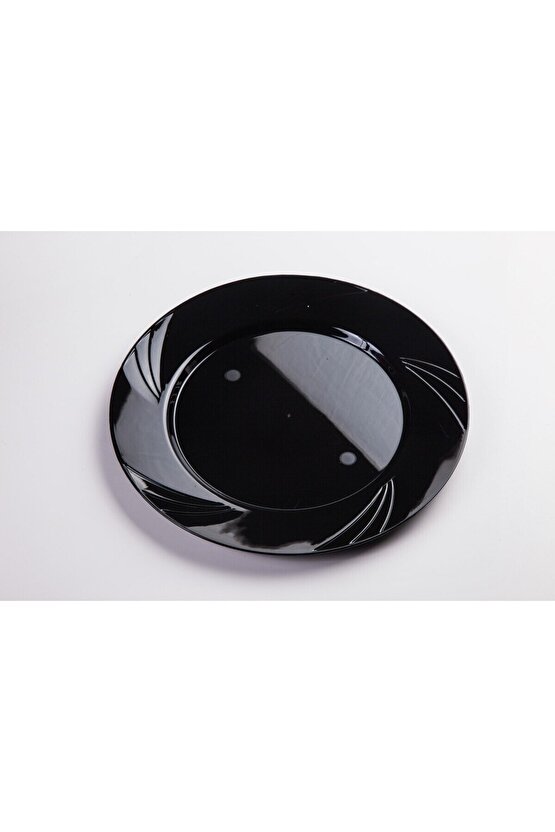 Kristal Plastik Mika Tabak 26cm Siyah 12 Adet