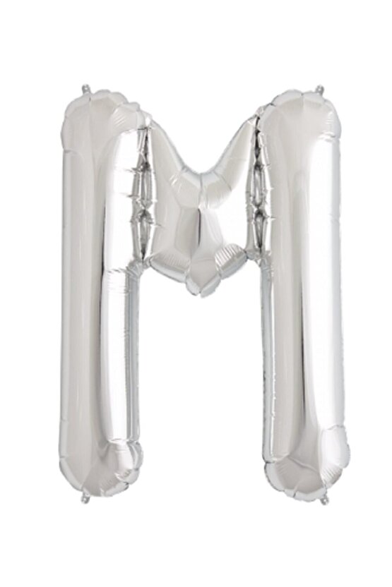 M Harf Folyo Balon Büyük Xl Doğumgünü Parti Balonu 70 Cm Gümüş