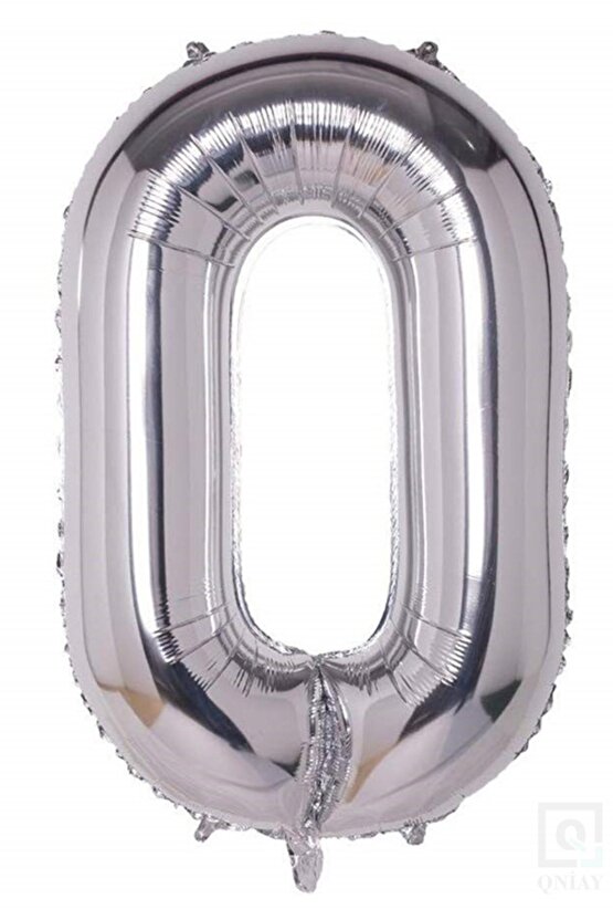 100 Cm Gümüş Gri Folyo 0 Rakam Balon 40 Inc Parti Sayı Doğumgünü Balonu