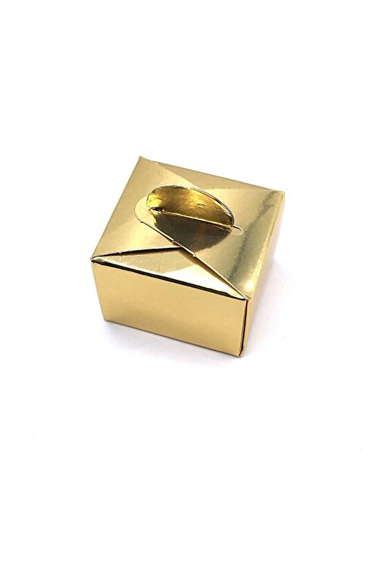 Sarı Gold Lokum Kutusu 50li Parti Yeni Doğan Odası Dağıtmalık Lokumluk Şeker Karton Kutu