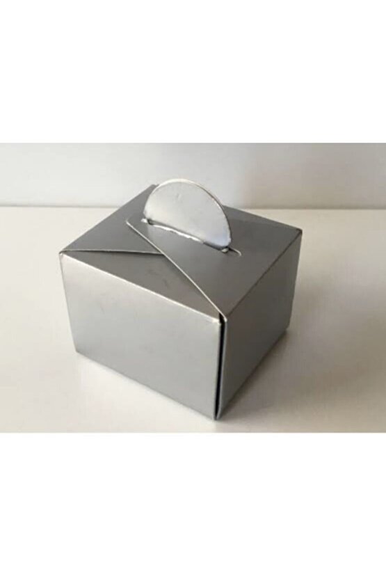 Gümüş Karton Kare Lokum Şeker Kutusu 50 Adet
