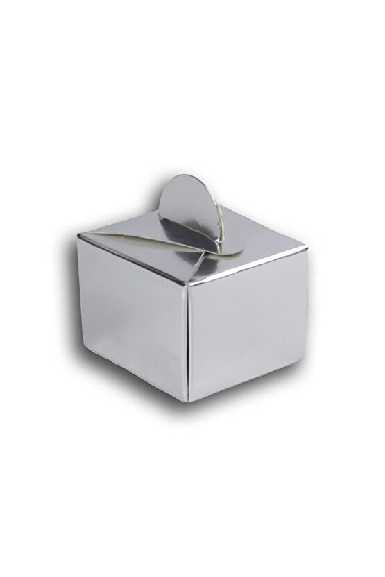 Gümüş Gri Lokum Kutusu 50 Li Parti Yeni Doğan Odası Dağıtmalık Lokumluk Şeker Karton Kutu