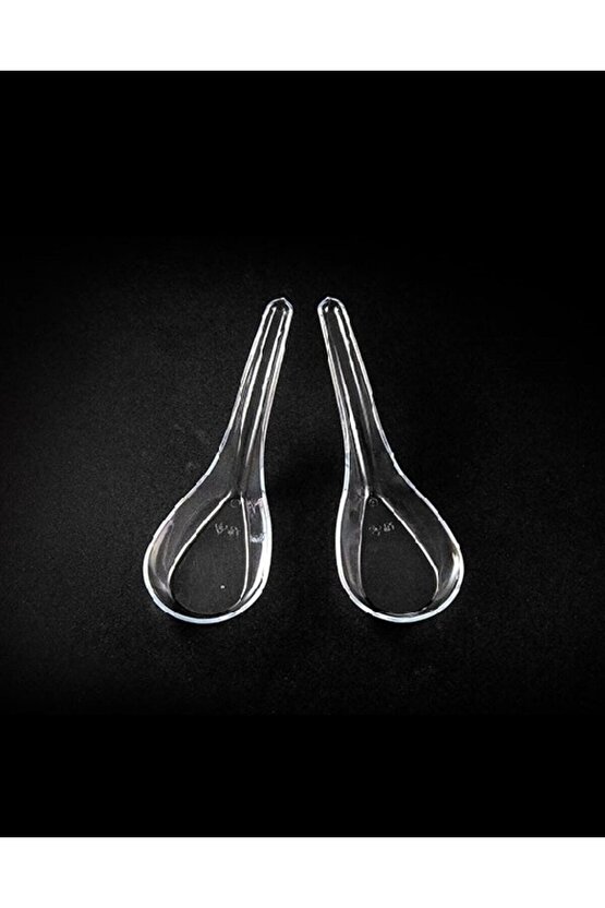 Plastik, Akrilik Çin Kaşığı 12cm - 50 Adet (1 Paket)