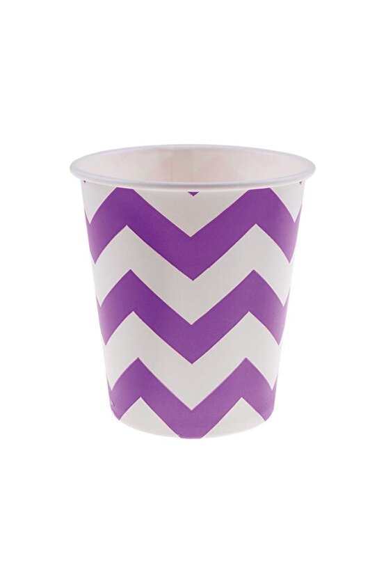 Lila Zigzag Karton Bardak 8li
