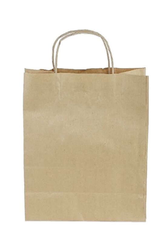 Burgu Büküm Sap Kraft Kağıt Poşet Çanta, 25x31x12cm, 10 Adet