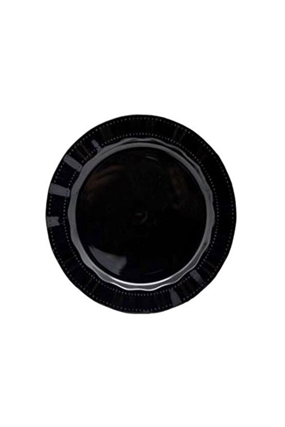 Siyah Yuvarlak Mika Tabak 22 Cm