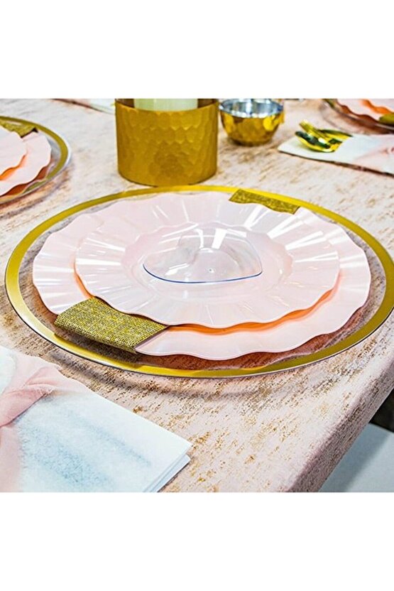 Gold Yuvarlak Mika Tabak 26 cm 6 Adet