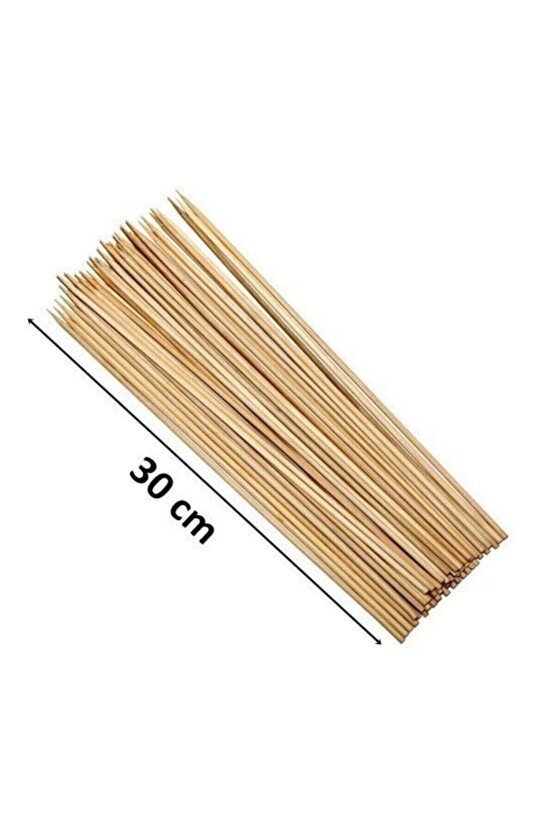 Çöp Şiş 30cm | Ahşap Çubuk | 100 Adet