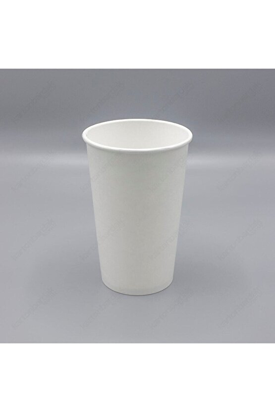 14 Oz Beyaz Karton Bardak 100 Lü Kapaklı