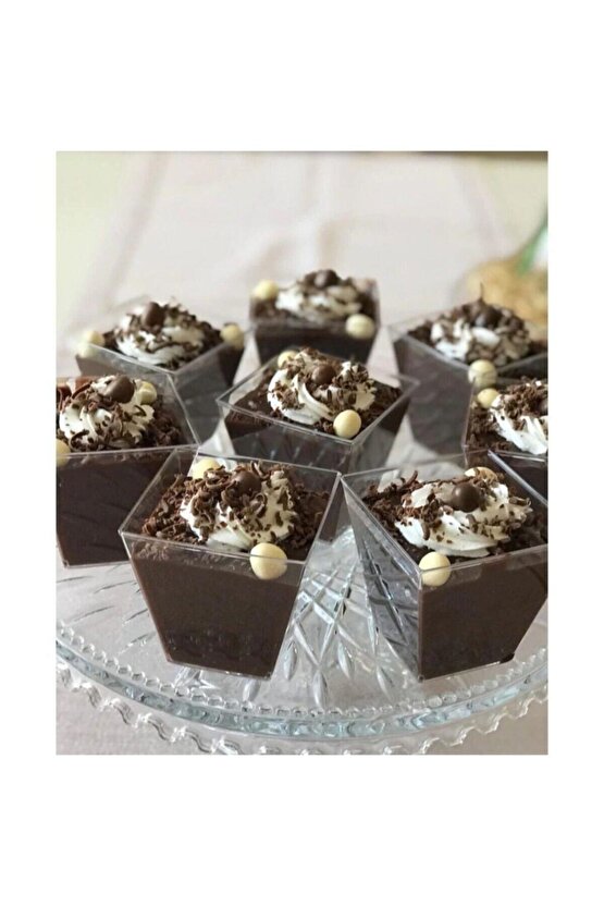 Krnvl-13750pvc Prizma Mini Mika Plastik Kare Kap Küp Sunum Kase 200cc 25 Adet