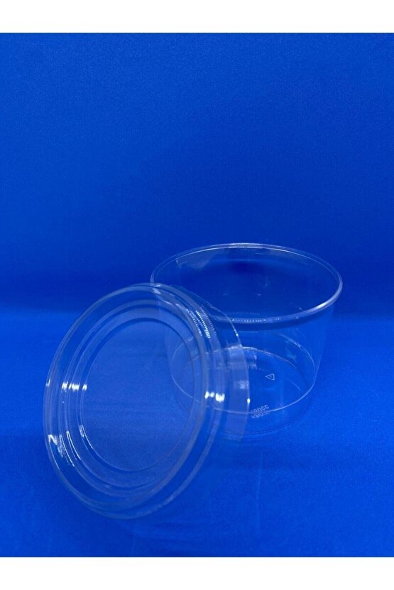 Plastik Tatlı Kabı Kasesi Kristal Kapaklı 10 Adet  180 Cc