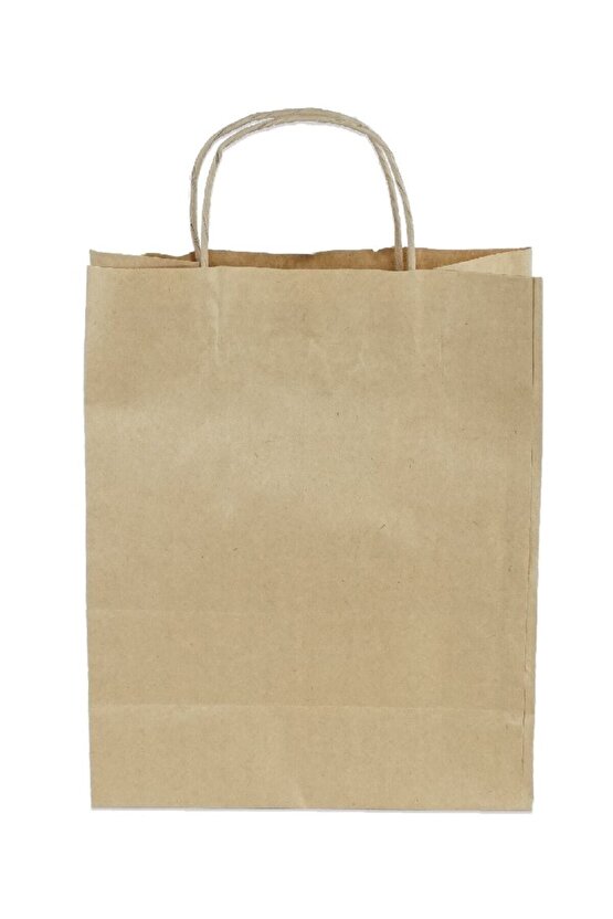 Burgu Büküm Sap Kraft Kağıt Poşet Çanta, 25x31x12cm, 25 Adet