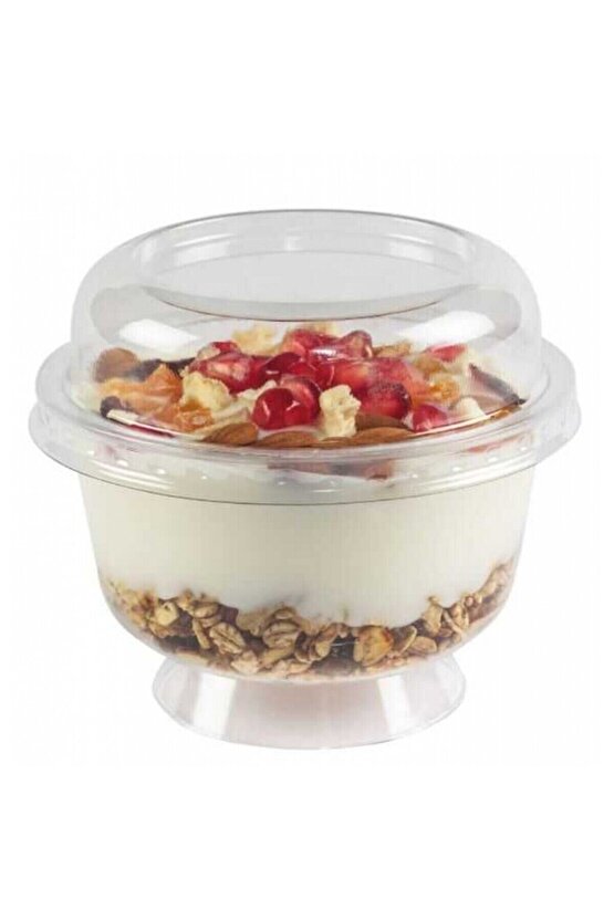 KASE AYAKLI PLASTİK 200CC KAPAKLI ŞEFFAF PK:20-