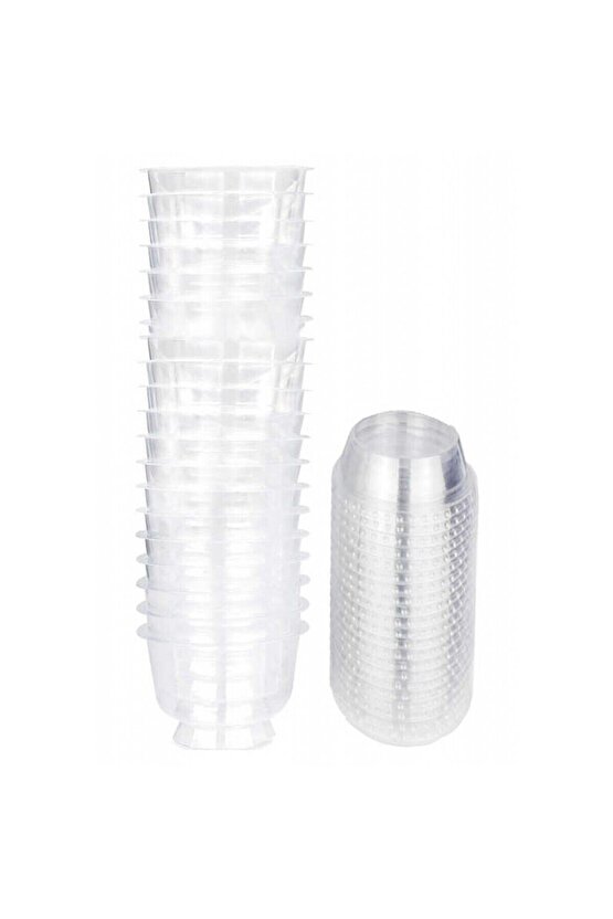 KASE AYAKLI PLASTİK 200CC KAPAKLI ŞEFFAF PK:20-