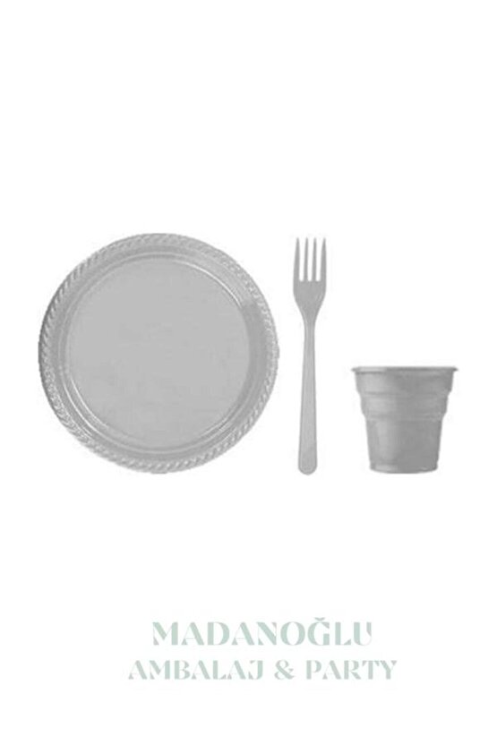 Renkli Lüks Tabak Bardak Çatal 25 kişilik Set