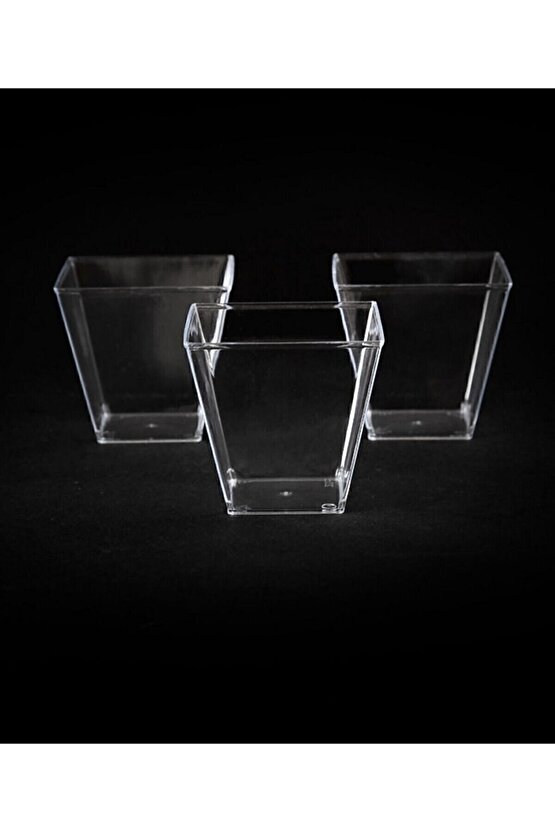 Sert Şeffaf Plastik Akrilik Prizma Kase Salata Çerez Cips Magnolya Tatlı Koymaya Büyük Boy 10 Adet