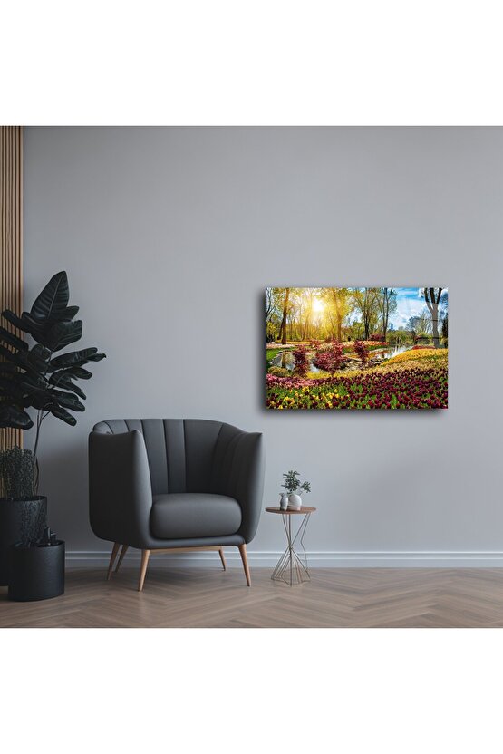 Bahar Ağaçlı Manzara Cam Tablo