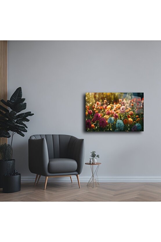 Renkli Kır Çiçekleri Metal Duvar Tablosu