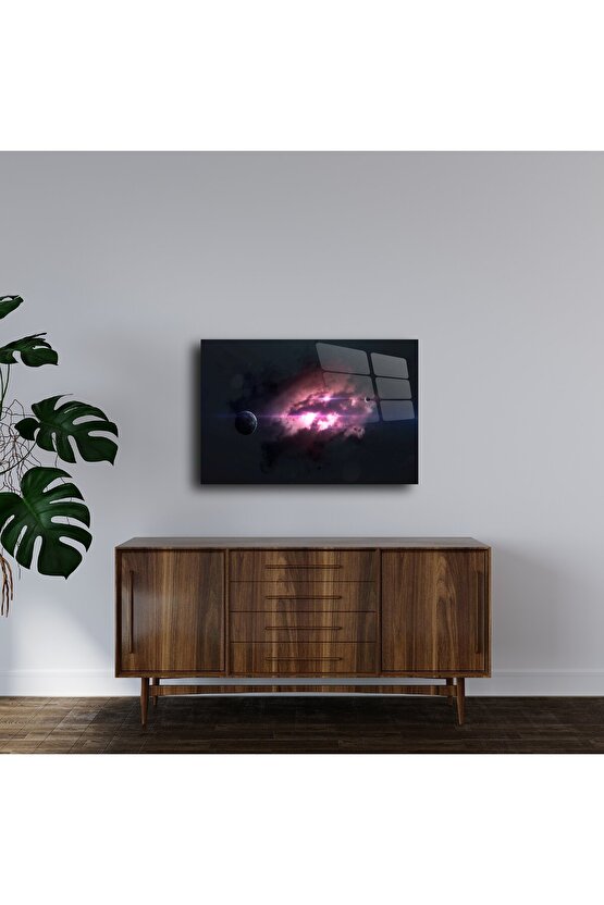 Pembe Mor Galaksi Duvar Tablosu