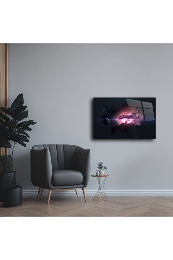 Pembe Mor Galaksi Duvar Tablosu