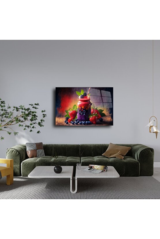 Cam Tablo Meyve Smoothie Duvar Sanatı