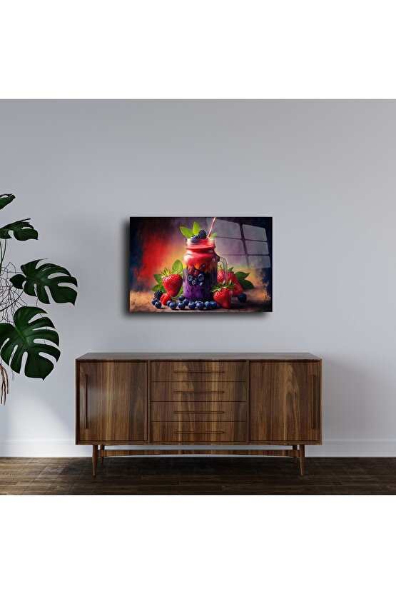 Cam Tablo Meyve Smoothie Duvar Sanatı